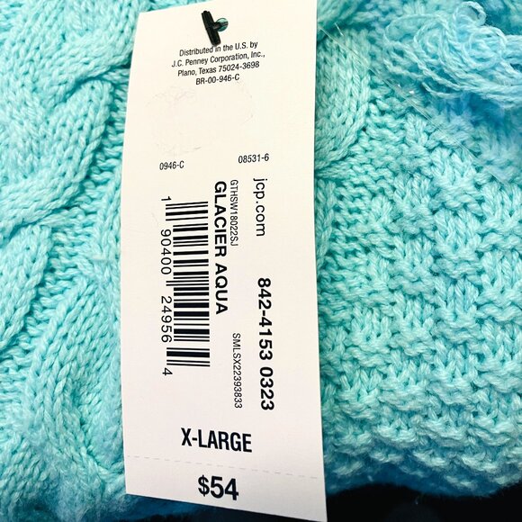 NWT ANA Turtleneck Cable Knit Sweater Aqua XL - Picture 5 of 7